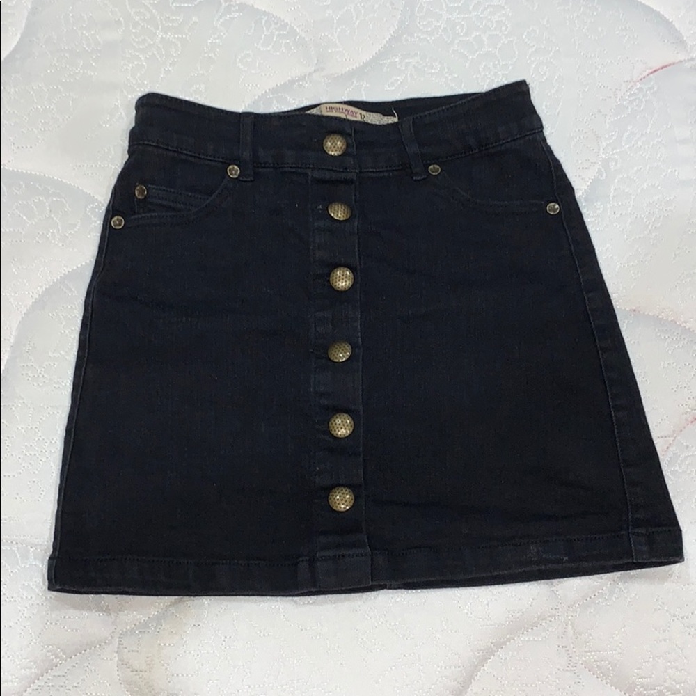 Black denim skirt